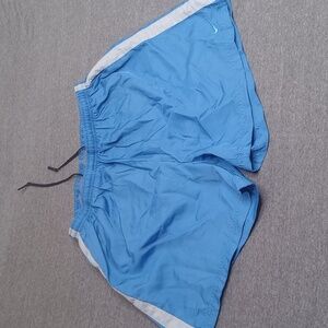 Nike Swim Trunks Shorts Women's XL Blue Silver Swoosh Lined Performance Joggers